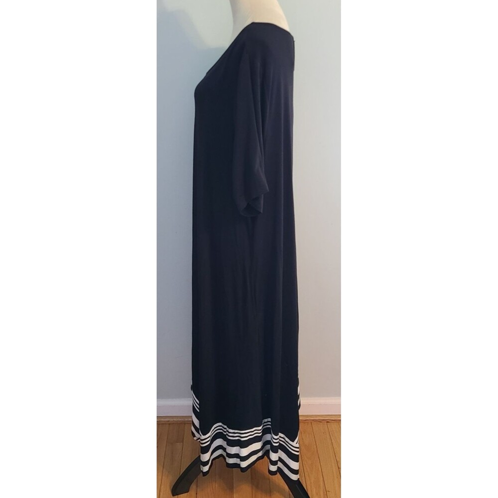 Catherines Womens 2X A-Line Hankerchief Hem Stoneywood Stripe Pockets Dress - Picture 4 of 13
